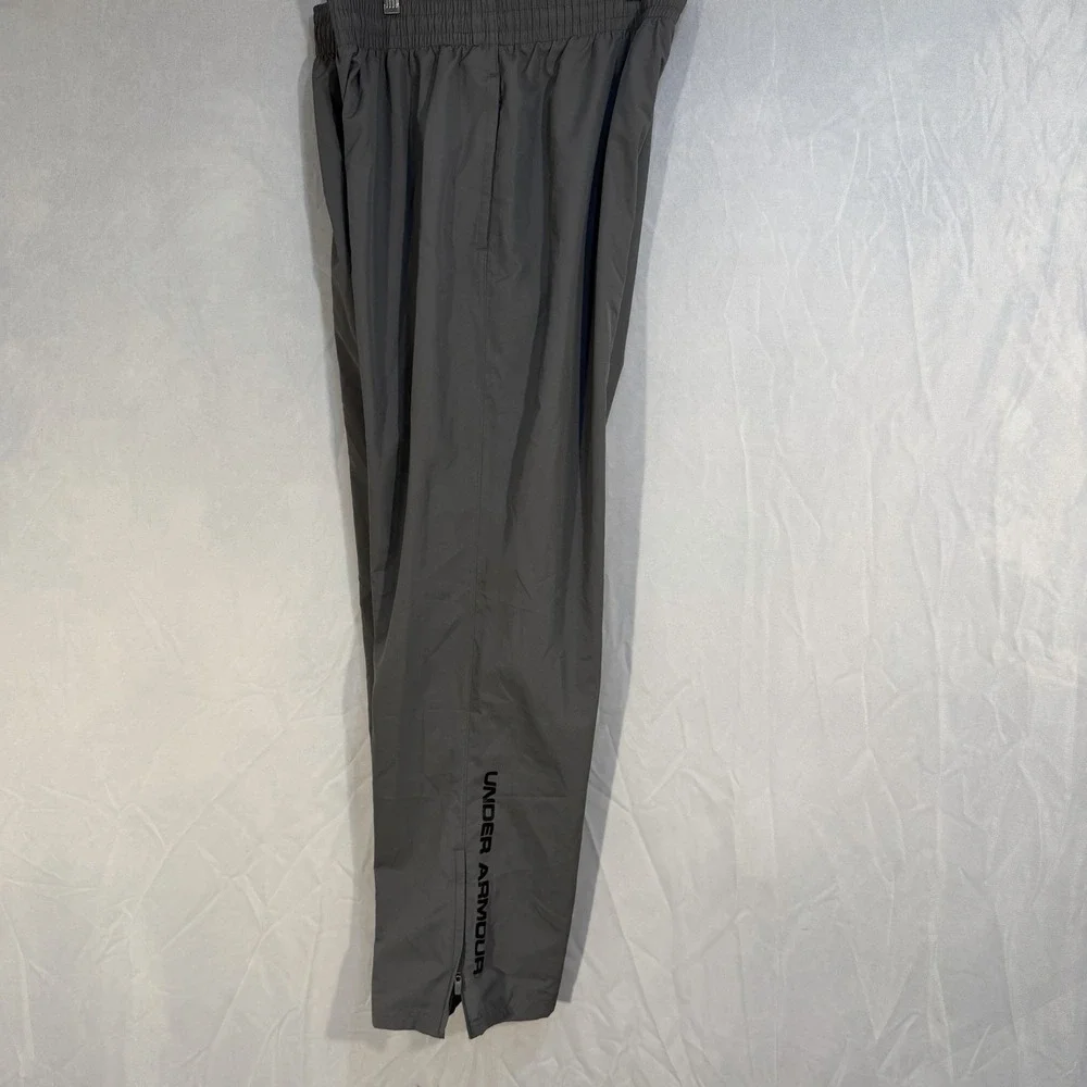 Under Armour Mesh Lined Pants Gray Men's L‎ Zip Ankles Drawstring Athletic Pants